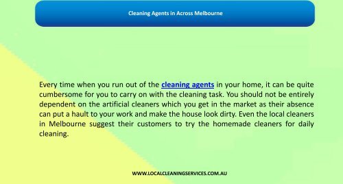 Cleaning Agents in Across Melbourne