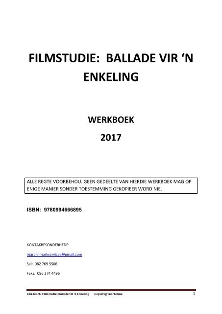 Ballade vir &#039;n Enkeling 9780994666895