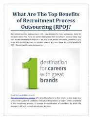 What Are The Top Benefits of Recruitment Process Outsourcing (RPO)?