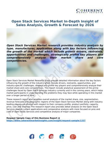 Open Stack Services Market In-Depth Insight of Sales Analysis, Growth & Forecast by 2026