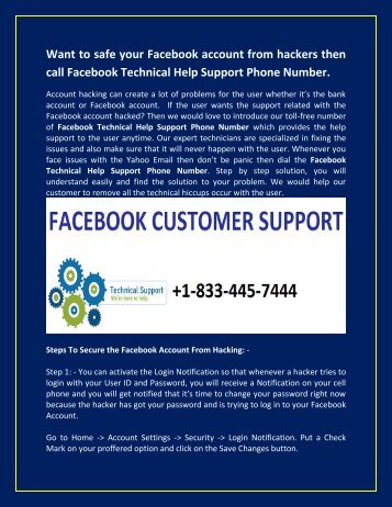 Facebook Tech Support Phone Number +1-833-445-7444