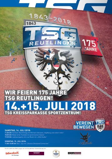 175 Jahre TSG Reutlingen Jubiläum 14. + 15.7.2018 