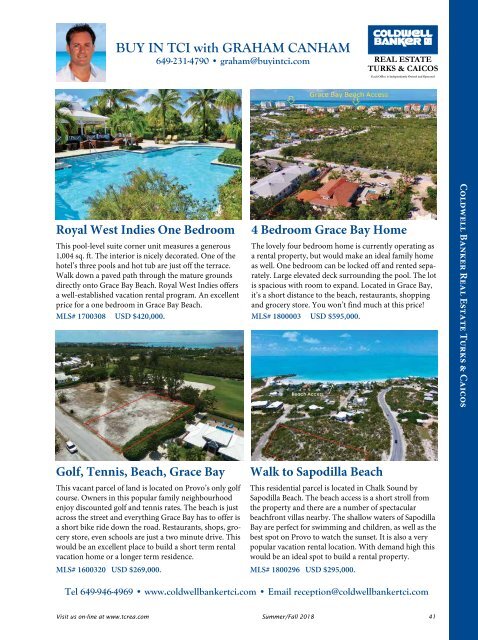 Turks & Caicos Islands Real Estate Summer/Fall 2018