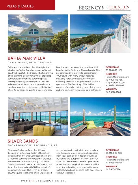 Turks & Caicos Islands Real Estate Summer/Fall 2018