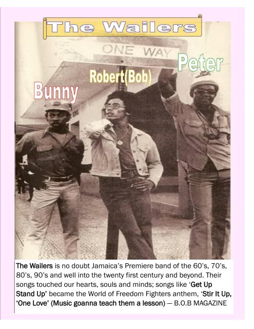 B.O.B. MAGAZINE  FEATURING THE LIVING LEGEND  AND ORIGINAL WAILERS, JAH BUNNY WAILER 