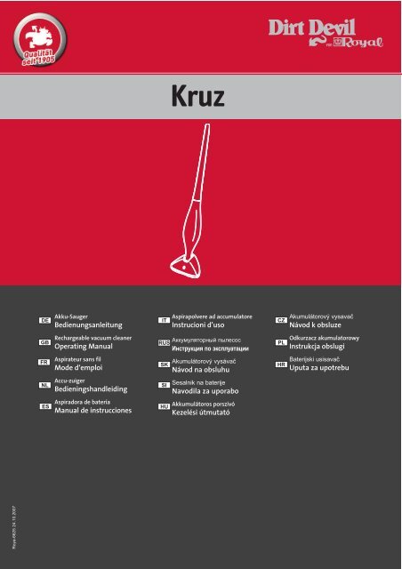 Dirt Devil Dirt Devil Cordless Sweeper M777 Manual Multilingue