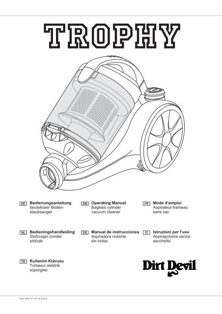 Dirt Devil Dirt Devil Bagless Vacuum Cleaner M2819 Manual Multilingue