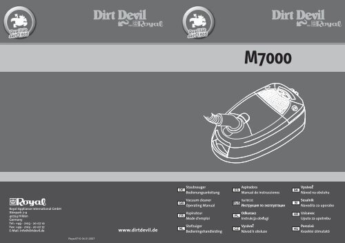 Dirt Devil Dirt Devil Bagged Vacuum Cleaner - M7000 - Manual (Multilingue)