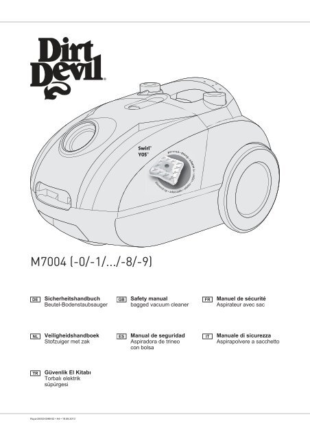 Dirt Devil Dirt Devil Bagged Vacuum Cleaner M7004 Manual Multilingue