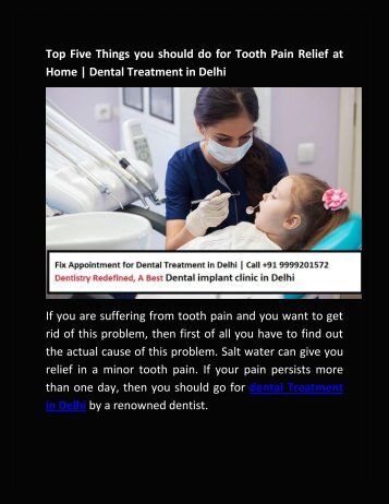 Top Five Things you should do for Tooth pain releif - Dental Implant Clinic