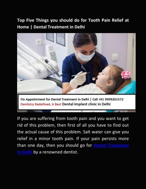 Top Five Things you should do for Tooth pain releif - Dental Implant Clinic