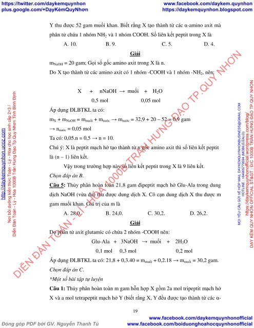 SÁNG KIẾN PHƯƠNG PHÁP GIẢI MỘT SỐ DẠNG BÀI TẬP VỀ PEPTIT VÀ PROTEIN (2018)