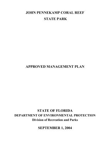 john pennekamp coral reef state park approved management plan ...