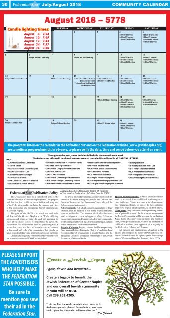 Federation Star - July-August 2018