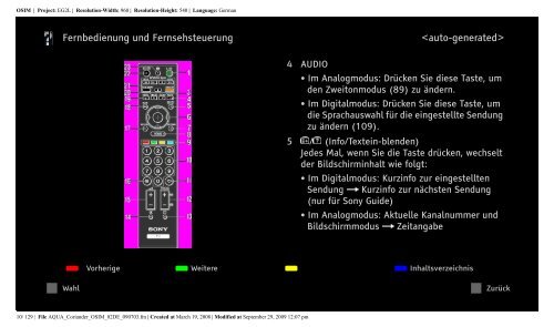 Sony KDL-46W5820 - KDL-46W5820 Consignes d&rsquo;utilisation Allemand