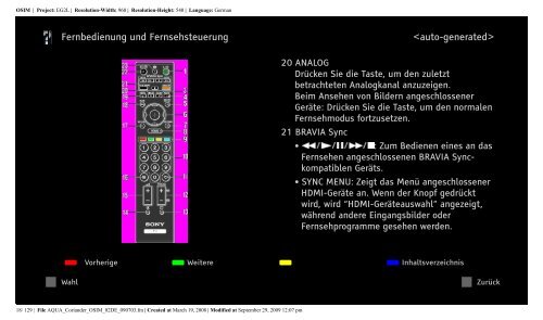 Sony KDL-46W5820 - KDL-46W5820 Consignes d&rsquo;utilisation Allemand