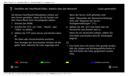 Sony KDL-46W5820 - KDL-46W5820 Consignes d&rsquo;utilisation Allemand