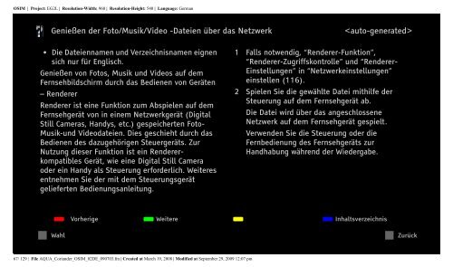 Sony KDL-46W5820 - KDL-46W5820 Consignes d&rsquo;utilisation Allemand