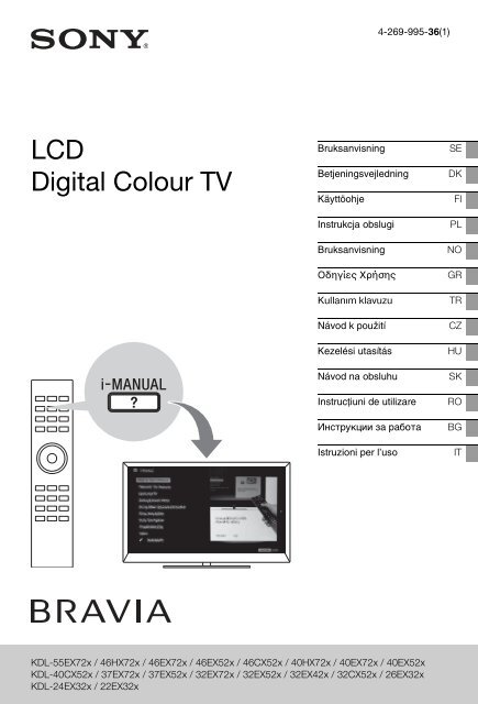 Sony KDL-37EX723 - KDL-37EX723 Istruzioni per l'uso