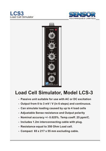 LCS3 Load Cell Simulator, Model LCS-3 - LOAD CELLS .com