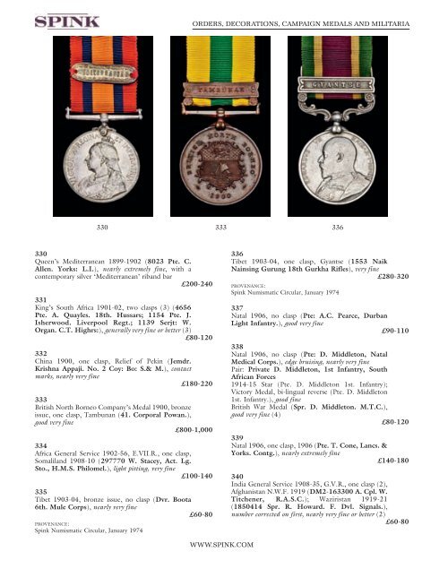 orders, decorations, campaign medals and militaria - Spink