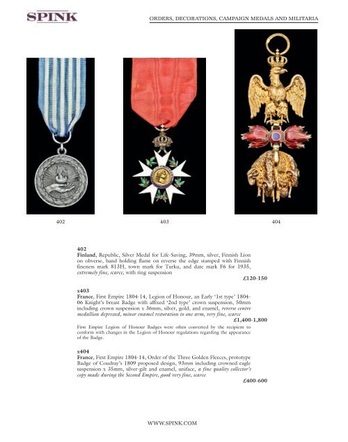 orders, decorations, campaign medals and militaria - Spink