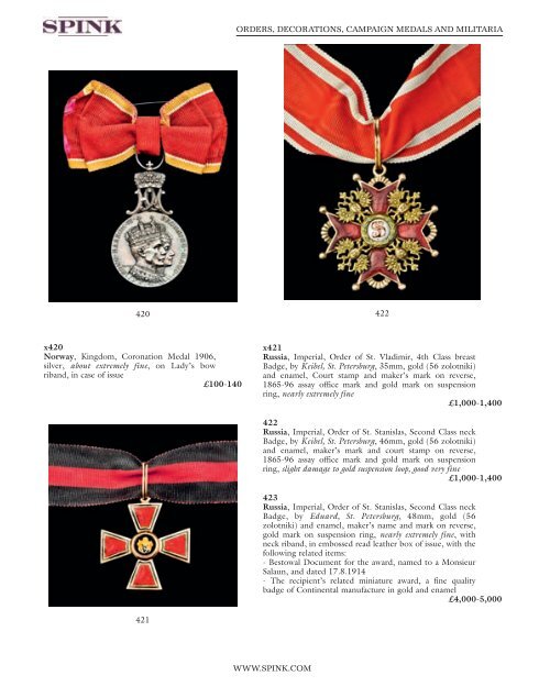 orders, decorations, campaign medals and militaria - Spink