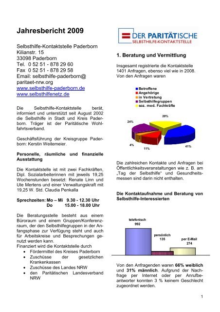 Jahresbericht 2009 - Selbsthilfe-Kontaktstelle Paderborn