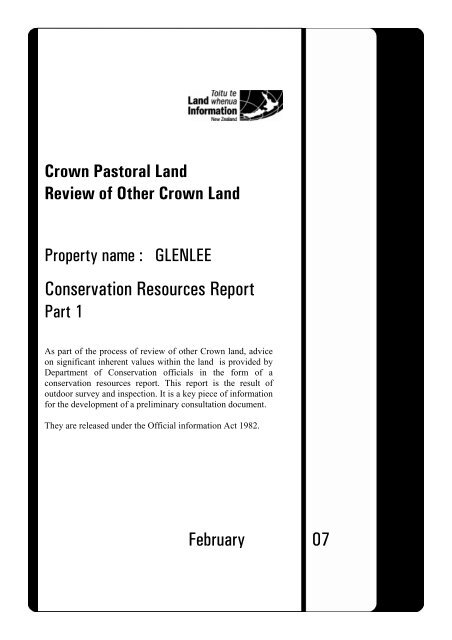 Conservation Resources Report - Land Information New Zealand