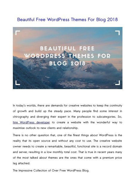 Beautiful Free WordPress Themes For Blog 2018