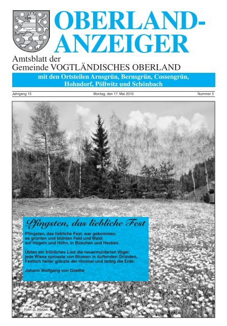 anzeiger - Gemeinde Vogtländisches Oberland