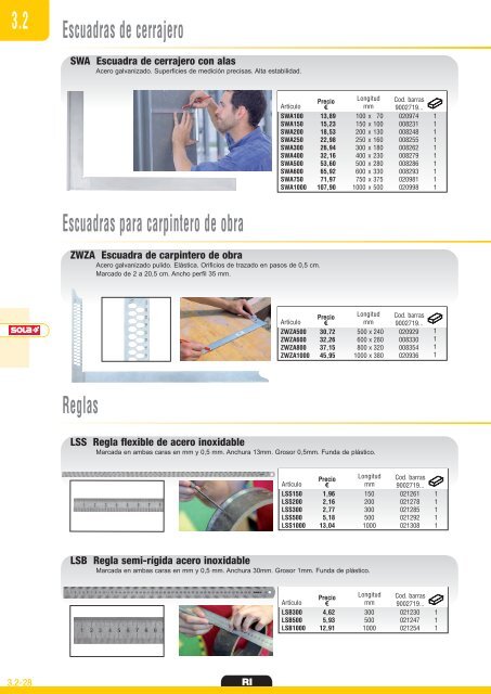 Catálogo tarifa Anserjo 2018