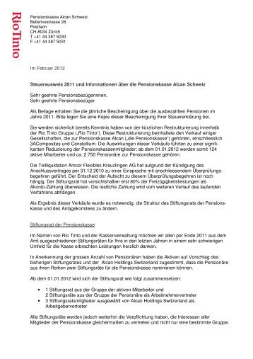 Info PK Rentner 02 2012 d_final - Pensionskasse Alcan Schweiz