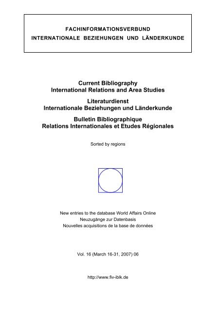 Current Bibliography International Relations and Area Studies ...