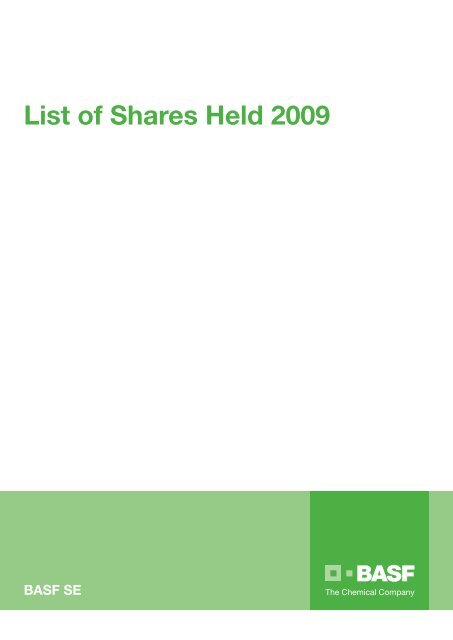 List Of Shares Held 2009 Basf Com