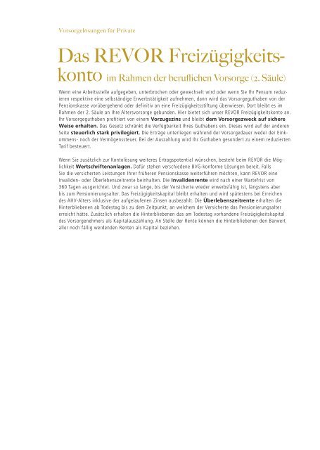 Vorsorge in der Schweiz Vorsorgeanalyse Pensionsplanung ...