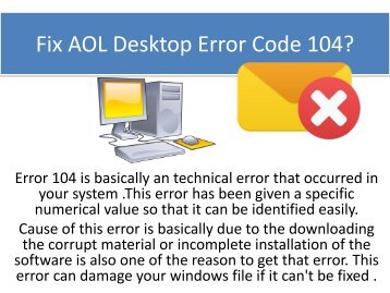 Fix AOL Desktop Error Code 104? 1800-608-2315 Tech Help