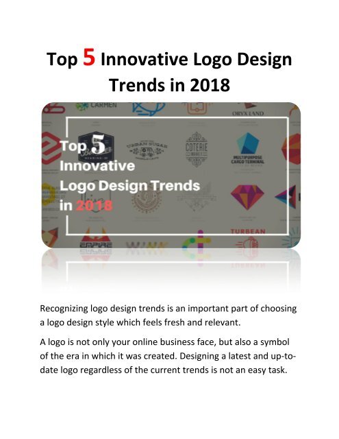 Top 5 Innovative Logo Design Trends in 2018