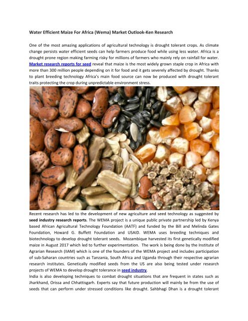 Market Research Reports for Seed, Seed Industry Research Report-Ken Research