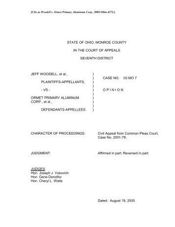 Woodell v. Ormet Primary Aluminum Corp. - Supreme Court - State ...