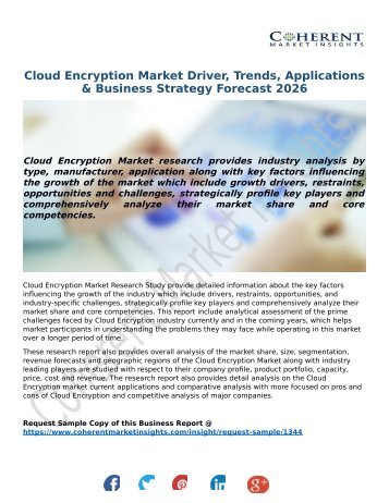 Cloud Encryption Market Driver, Trends, Applications & Business Strategy Forecast 2026