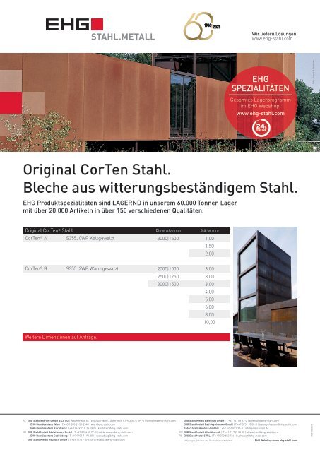 EHG Produktblatt CorTen DE 2023