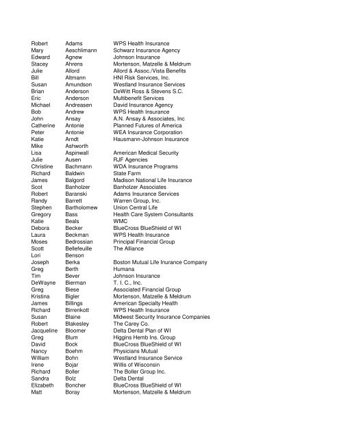Wahu Members Txt Wisconsin Association Of Health Underwriters