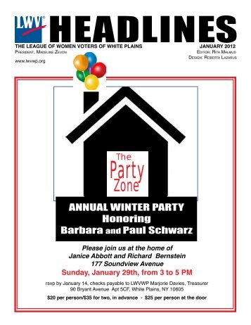 annUal WinTeR PaRTY Honoring Barbara and Paul schwarz