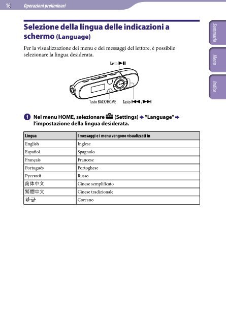 Sony NWZ-B143 - NWZ-B143 Consignes d&rsquo;utilisation Italien