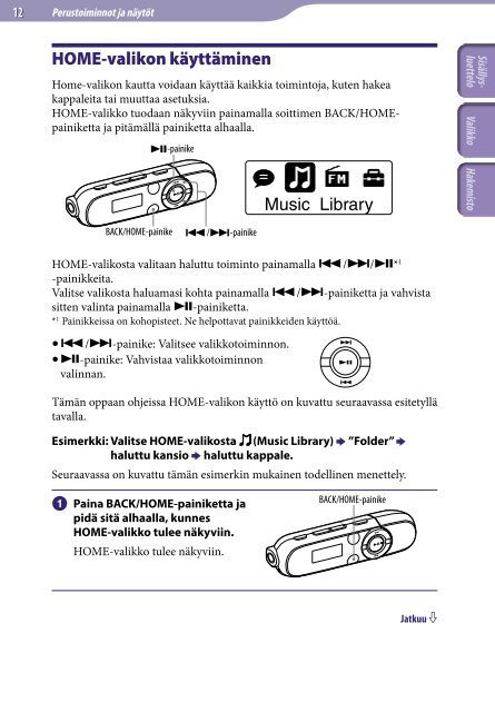 Sony NWZ-B143 - NWZ-B143 Consignes d&rsquo;utilisation Finlandais