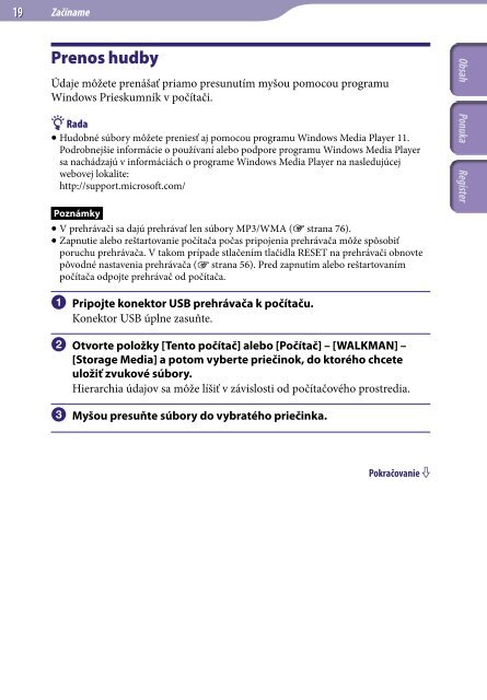 Sony NWZ-B143 - NWZ-B143 Consignes d&rsquo;utilisation Slovaque