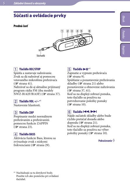 Sony NWZ-B143 - NWZ-B143 Consignes d&rsquo;utilisation Slovaque