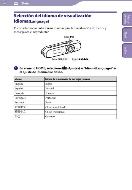 Sony NWZ-B143 - NWZ-B143 Consignes d&rsquo;utilisation Espagnol
